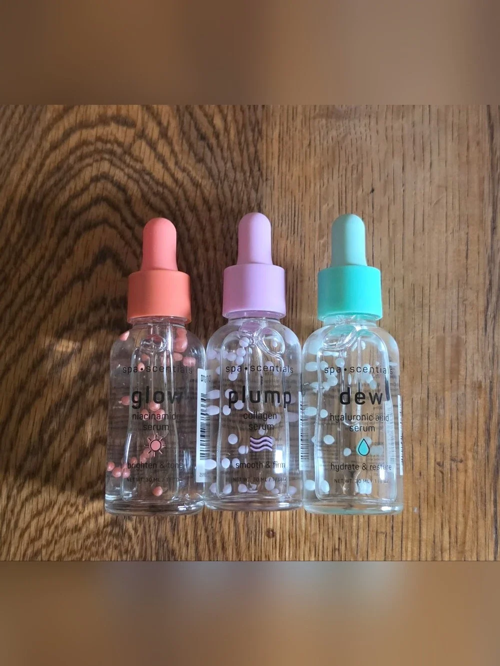 Spa Scentials 3pk Facial Serums- Glow, Plump & Dew 1fl Oz BNIB